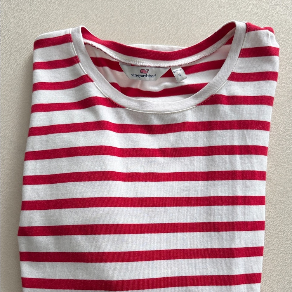 Vineyard Vines Classic Red and White Striped Tee